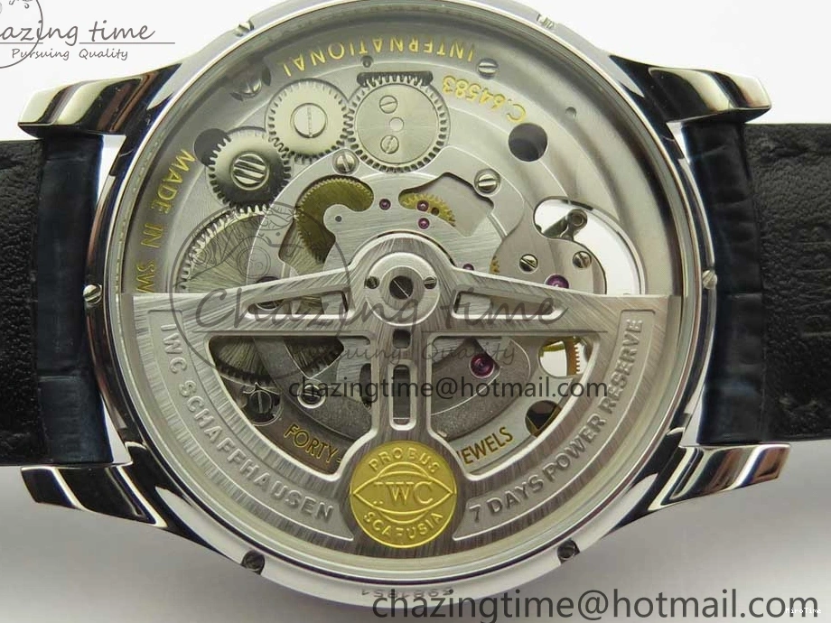MIROTIME 0506 Portuguese Tourbillon IW5046 SS ZF Best Edition White Dial Blue Markers on Blue Leather Strap Fashionable 7149